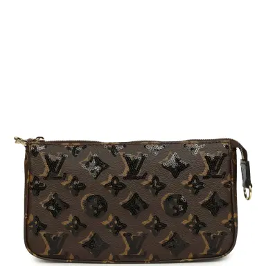 Louis Vuitton Louis Vuitton Pochette Accessories Black and Brown Monogram Sequin Gold Hardware | Thumbnail 4 Louis Vuitton Louis Vuitton Pochette Accessories Black and Brown Monogram Sequin Gold Hardware | Thumbnail 4