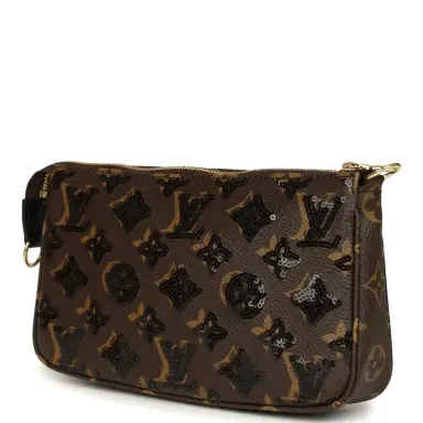 Louis Vuitton Louis Vuitton Pochette Accessories Black and Brown Monogram Sequin Gold Hardware | Thumbnail 5 Louis Vuitton Louis Vuitton Pochette Accessories Black and Brown Monogram Sequin Gold Hardware | Thumbnail 5