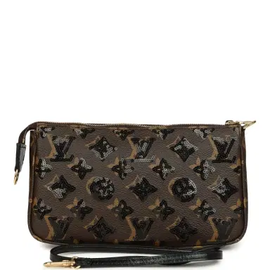 Louis Vuitton Louis Vuitton Pochette Accessories Black and Brown Monogram Sequin Gold Hardware | Thumbnail 1 Louis Vuitton Louis Vuitton Pochette Accessories Black and Brown Monogram Sequin Gold Hardware | Thumbnail 1