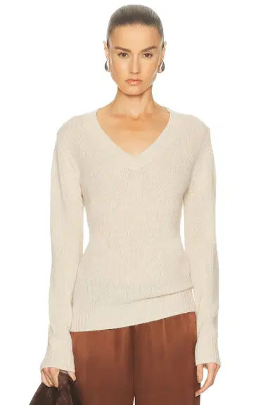 Enza Costa Cashmere V-Neck Sweater | Thumbnail 1 Enza Costa Cashmere V-Neck Sweater | Thumbnail 1