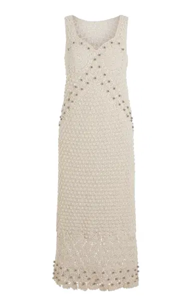Rabanne Embellished Crocheted Cotton Midi Dress | Thumbnail 1 Rabanne Embellished Crocheted Cotton Midi Dress | Thumbnail 1