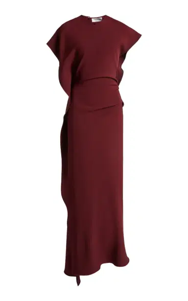 Victoria Beckham Victoria Draped Fluid Cady Midi Dress | Thumbnail 2 Victoria Beckham Victoria Draped Fluid Cady Midi Dress | Thumbnail 2
