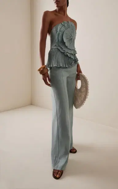 ANDRES OTALORA Imara Pleated Linen Top | Thumbnail 3 ANDRES OTALORA Imara Pleated Linen Top | Thumbnail 3