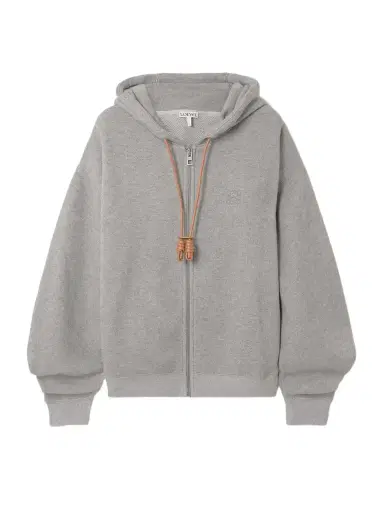 Loewe Flamenco Leather-trimmed Cotton-blend Jersey Hoodie | Thumbnail 1 Loewe Flamenco Leather-trimmed Cotton-blend Jersey Hoodie | Thumbnail 1