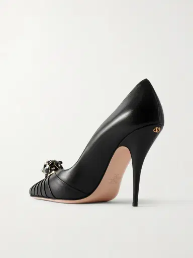Valentino Garavani Pas De Chat 105 Embellished Gathered Textured-leather Pumps | Thumbnail 3 Valentino Garavani Pas De Chat 105 Embellished Gathered Textured-leather Pumps | Thumbnail 3