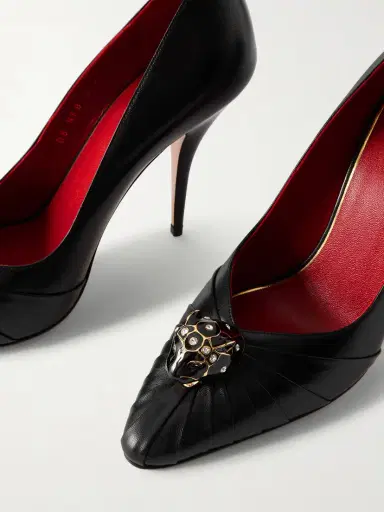 Valentino Garavani Pas De Chat 105 Embellished Gathered Textured-leather Pumps | Thumbnail 5 Valentino Garavani Pas De Chat 105 Embellished Gathered Textured-leather Pumps | Thumbnail 5