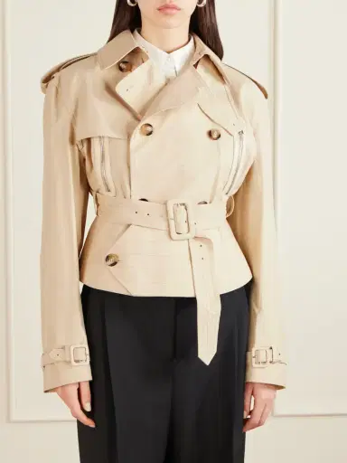 S.S. Daley Evelyn Leather-trimmed Cotton-blend Gabardine Jacket | Thumbnail 3 S.S. Daley Evelyn Leather-trimmed Cotton-blend Gabardine Jacket | Thumbnail 3