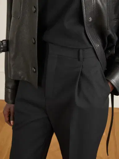 Saint Laurent Pleated Grain De Poudre Wool Straight-leg Pants | Thumbnail 5 Saint Laurent Pleated Grain De Poudre Wool Straight-leg Pants | Thumbnail 5