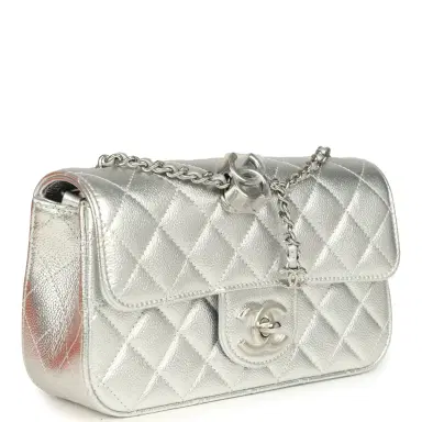 Chanel Chanel Mini CC Crush Flap Bag Silver Metallic Caviar Silver Hardware | Thumbnail 2 Chanel Chanel Mini CC Crush Flap Bag Silver Metallic Caviar Silver Hardware | Thumbnail 2
