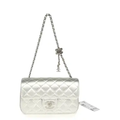 Chanel Chanel Mini CC Crush Flap Bag Silver Metallic Caviar Silver Hardware | Thumbnail 7 Chanel Chanel Mini CC Crush Flap Bag Silver Metallic Caviar Silver Hardware | Thumbnail 7