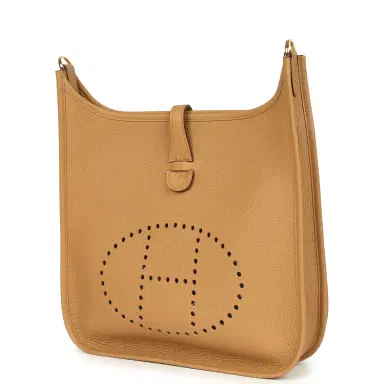 HERMÈS Hermes Evelyne III PM Biscuit Clemence Gold Hardware | Thumbnail 5 HERMÈS Hermes Evelyne III PM Biscuit Clemence Gold Hardware | Thumbnail 5