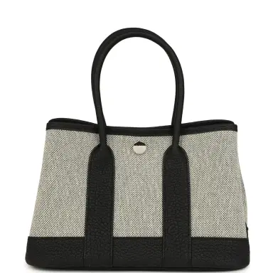 HERMÈS Hermes Garden Party Neo 23 Black-Ecru Toile H Canvas and Black Negonda Palladium Hardware | Thumbnail 1 HERMÈS Hermes Garden Party Neo 23 Black-Ecru Toile H Canvas and Black Negonda Palladium Hardware | Thumbnail 1