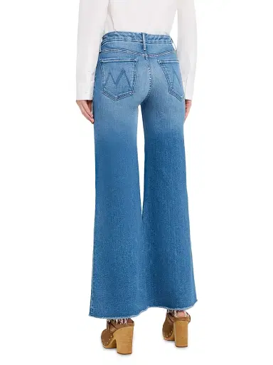 Mother Women's The Roller Mid-Rise Stretch Wide-Leg Fray Jeans | Thumbnail 4 Mother Women's The Roller Mid-Rise Stretch Wide-Leg Fray Jeans | Thumbnail 4