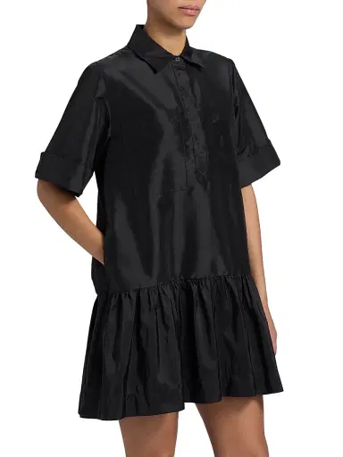 Simkhai Women's Cris Ruffle-Hem Minidress - Black - Size XS | Thumbnail 4 Simkhai Women's Cris Ruffle-Hem Minidress - Black - Size XS | Thumbnail 4