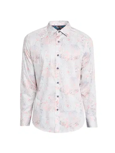 Robert Graham Men's Addington Paisley Stretch Satin Button-Front Shirt | Thumbnail 1 Robert Graham Men's Addington Paisley Stretch Satin Button-Front Shirt | Thumbnail 1