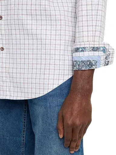 Robert Graham Men's Darrington Mini-Check Cotton Shirt - Tan - Size XXL | Thumbnail 5 Robert Graham Men's Darrington Mini-Check Cotton Shirt - Tan - Size XXL | Thumbnail 5