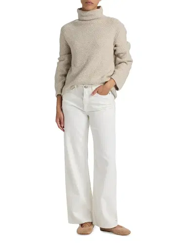 The Elder Statesman Women's Cashmere Knit Sweater - White | Thumbnail 2 The Elder Statesman Women's Cashmere Knit Sweater - White | Thumbnail 2