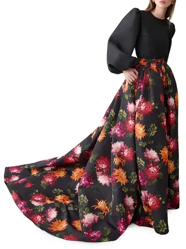 Carolina Herrera Women's Floral Faille Ball Skirt - Black Multi | Thumbnail 3 Carolina Herrera Women's Floral Faille Ball Skirt - Black Multi | Thumbnail 3
