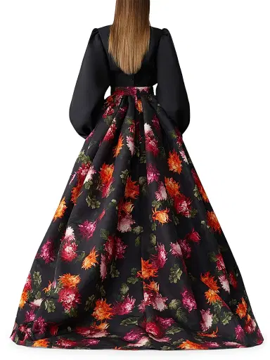 Carolina Herrera Women's Floral Faille Ball Skirt - Black Multi | Thumbnail 4 Carolina Herrera Women's Floral Faille Ball Skirt - Black Multi | Thumbnail 4