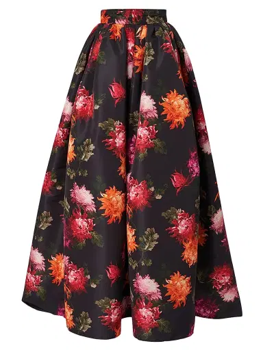 Carolina Herrera Women's Floral Faille Ball Skirt - Black Multi | Thumbnail 1 Carolina Herrera Women's Floral Faille Ball Skirt - Black Multi | Thumbnail 1