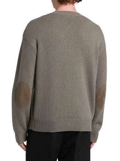 FRAME Men's Suede Elbow-Patch Wool-Cashmere Crewneck Sweater - Light Taupe | Thumbnail 5 FRAME Men's Suede Elbow-Patch Wool-Cashmere Crewneck Sweater - Light Taupe | Thumbnail 5