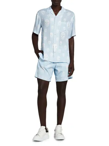 McQueen Men's Skull Swim Trunks - Ice Blue White | Thumbnail 2 McQueen Men's Skull Swim Trunks - Ice Blue White | Thumbnail 2