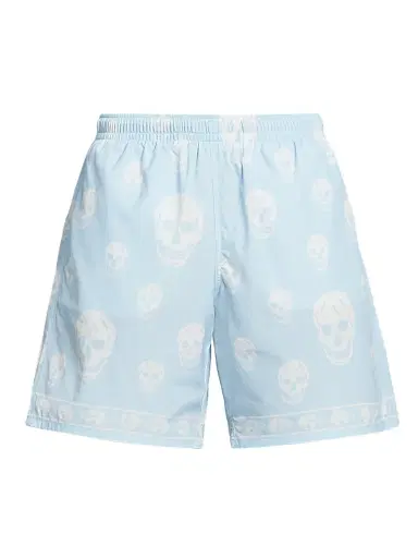 McQueen Men's Skull Swim Trunks - Ice Blue White | Thumbnail 1 McQueen Men's Skull Swim Trunks - Ice Blue White | Thumbnail 1