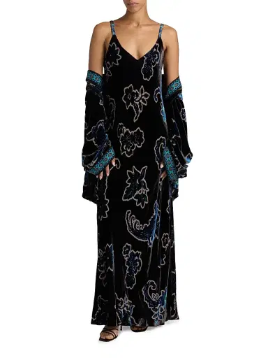 Johnny Was Women's Kanako Burnout Velvet Maxi Dress - Monade | Thumbnail 2 Johnny Was Women's Kanako Burnout Velvet Maxi Dress - Monade | Thumbnail 2
