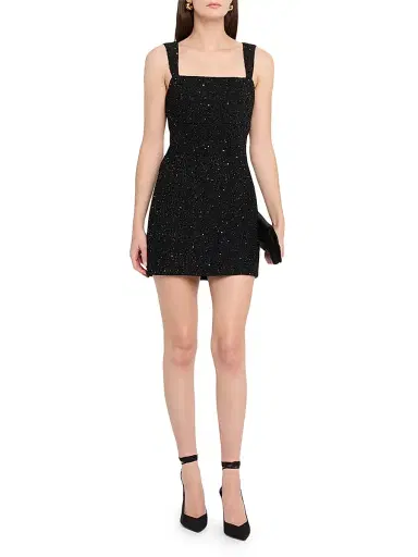 ALICE + OLIVIA Women's Keria Fitted Tweed Minidress - Black | Thumbnail 2 ALICE + OLIVIA Women's Keria Fitted Tweed Minidress - Black | Thumbnail 2