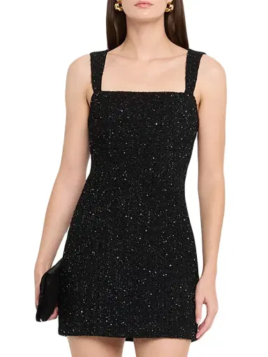ALICE + OLIVIA Women's Keria Fitted Tweed Minidress - Black | Thumbnail 3 ALICE + OLIVIA Women's Keria Fitted Tweed Minidress - Black | Thumbnail 3