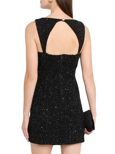 ALICE + OLIVIA Women's Keria Fitted Tweed Minidress - Black | Thumbnail 4 ALICE + OLIVIA Women's Keria Fitted Tweed Minidress - Black | Thumbnail 4