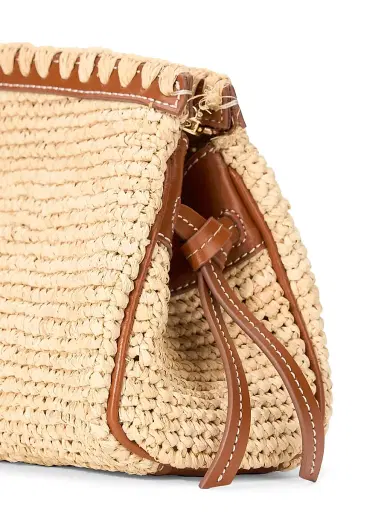 STAUD Women's Maude Leather-Trim Raffia Clutch - Natural And Tan | Thumbnail 4 STAUD Women's Maude Leather-Trim Raffia Clutch - Natural And Tan | Thumbnail 4