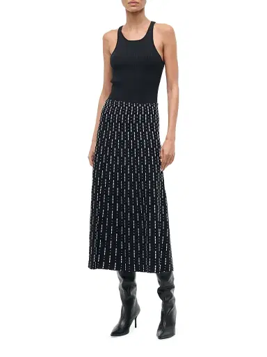 Staud Women's Lena Printed Midi-Skirt - Black Geo | Thumbnail 2 Staud Women's Lena Printed Midi-Skirt - Black Geo | Thumbnail 2