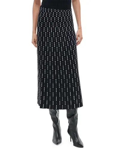 Staud Women's Lena Printed Midi-Skirt - Black Geo | Thumbnail 3 Staud Women's Lena Printed Midi-Skirt - Black Geo | Thumbnail 3