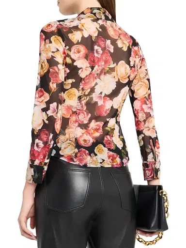 L'AGENCE Women's Indiana Floral Fitted Mesh Shirt | Thumbnail 4 L'AGENCE Women's Indiana Floral Fitted Mesh Shirt | Thumbnail 4