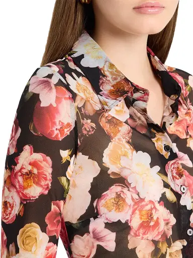 L'AGENCE Women's Indiana Floral Fitted Mesh Shirt | Thumbnail 5 L'AGENCE Women's Indiana Floral Fitted Mesh Shirt | Thumbnail 5