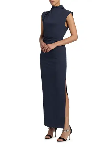 TWP Women's Gathered Thoughts Cotton-Blend Turleneck Maxi Dress - Midnight | Thumbnail 2 TWP Women's Gathered Thoughts Cotton-Blend Turleneck Maxi Dress - Midnight | Thumbnail 2