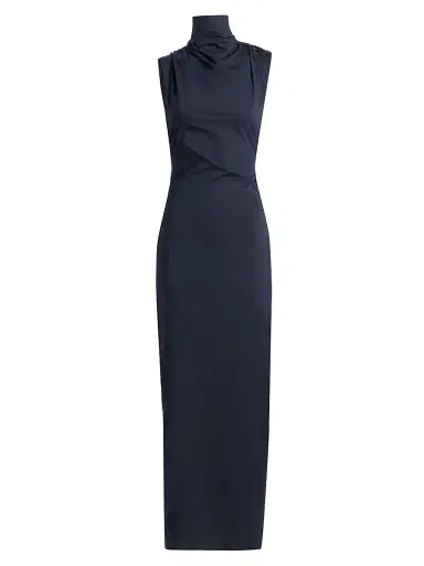 TWP Women's Gathered Thoughts Cotton-Blend Turleneck Maxi Dress - Midnight | Thumbnail 1 TWP Women's Gathered Thoughts Cotton-Blend Turleneck Maxi Dress - Midnight | Thumbnail 1