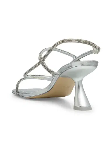 Cult Gaia Women's Reina 0MM Rhinestone Metallic Leather Sandals - Silver | Thumbnail 3 Cult Gaia Women's Reina 0MM Rhinestone Metallic Leather Sandals - Silver | Thumbnail 3