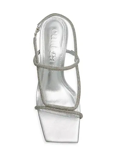 Cult Gaia Women's Reina 0MM Rhinestone Metallic Leather Sandals - Silver | Thumbnail 4 Cult Gaia Women's Reina 0MM Rhinestone Metallic Leather Sandals - Silver | Thumbnail 4
