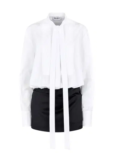 The Attico Women's Mixed-Media Minidress - White Black - Size 0 | Thumbnail 1 The Attico Women's Mixed-Media Minidress - White Black - Size 0 | Thumbnail 1