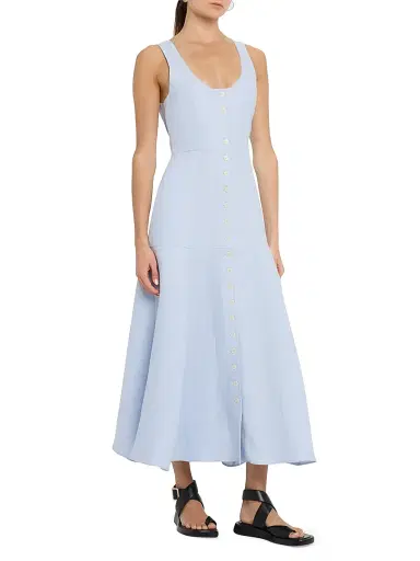 ARGENT Women's Marcy Sleeveless Linen Twill Midi-Dress - Light Blue | Thumbnail 3 ARGENT Women's Marcy Sleeveless Linen Twill Midi-Dress - Light Blue | Thumbnail 3