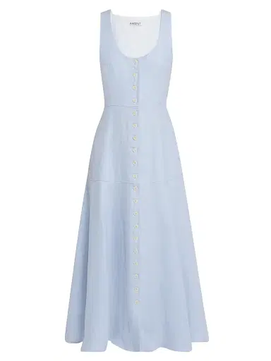 ARGENT Women's Marcy Sleeveless Linen Twill Midi-Dress - Light Blue | Thumbnail 1 ARGENT Women's Marcy Sleeveless Linen Twill Midi-Dress - Light Blue | Thumbnail 1