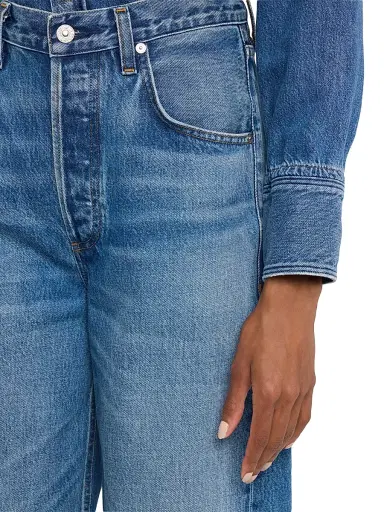 ARGENT Women's Ayla Baggy Whiskered Jeans - Blue | Thumbnail 5 ARGENT Women's Ayla Baggy Whiskered Jeans - Blue | Thumbnail 5