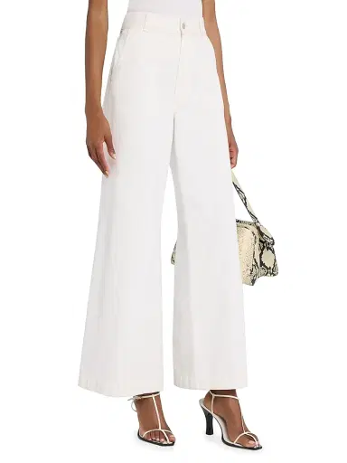 Argent Women's Beverly High-Rise Wide-Leg Cotton Trousers - White - Size 32 | Thumbnail 3 Argent Women's Beverly High-Rise Wide-Leg Cotton Trousers - White - Size 32 | Thumbnail 3