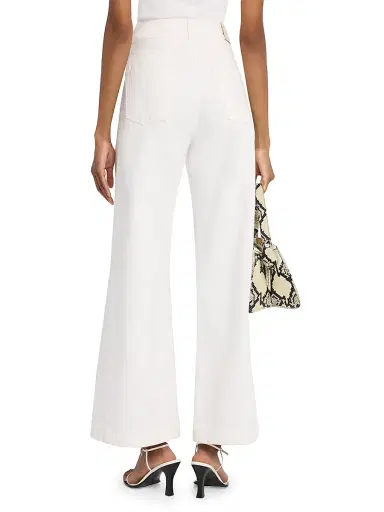 Argent Women's Beverly High-Rise Wide-Leg Cotton Trousers - White - Size 32 | Thumbnail 4 Argent Women's Beverly High-Rise Wide-Leg Cotton Trousers - White - Size 32 | Thumbnail 4