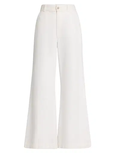 Argent Women's Beverly High-Rise Wide-Leg Cotton Trousers - White - Size 32 | Thumbnail 1 Argent Women's Beverly High-Rise Wide-Leg Cotton Trousers - White - Size 32 | Thumbnail 1