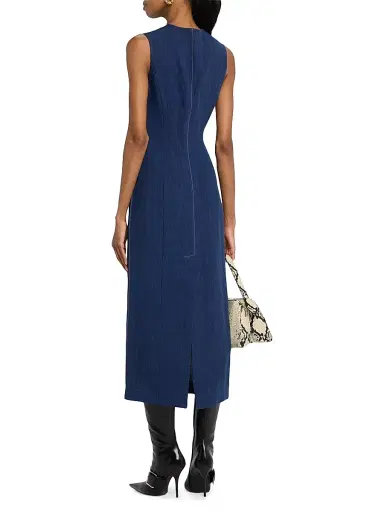 ARGENT Women's Linen Button-Front Midi-Dress - Blue | Thumbnail 4 ARGENT Women's Linen Button-Front Midi-Dress - Blue | Thumbnail 4