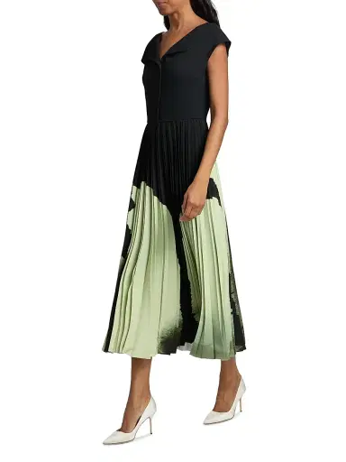 Jason Wu Collection Women's Watercolor Floral Crepe Pleated Midi-Dress - Nori Light Jade Multi | Thumbnail 2 Jason Wu Collection Women's Watercolor Floral Crepe Pleated Midi-Dress - Nori Light Jade Multi | Thumbnail 2