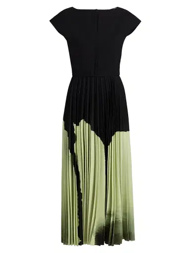 Jason Wu Collection Women's Watercolor Floral Crepe Pleated Midi-Dress - Nori Light Jade Multi | Thumbnail 1 Jason Wu Collection Women's Watercolor Floral Crepe Pleated Midi-Dress - Nori Light Jade Multi | Thumbnail 1